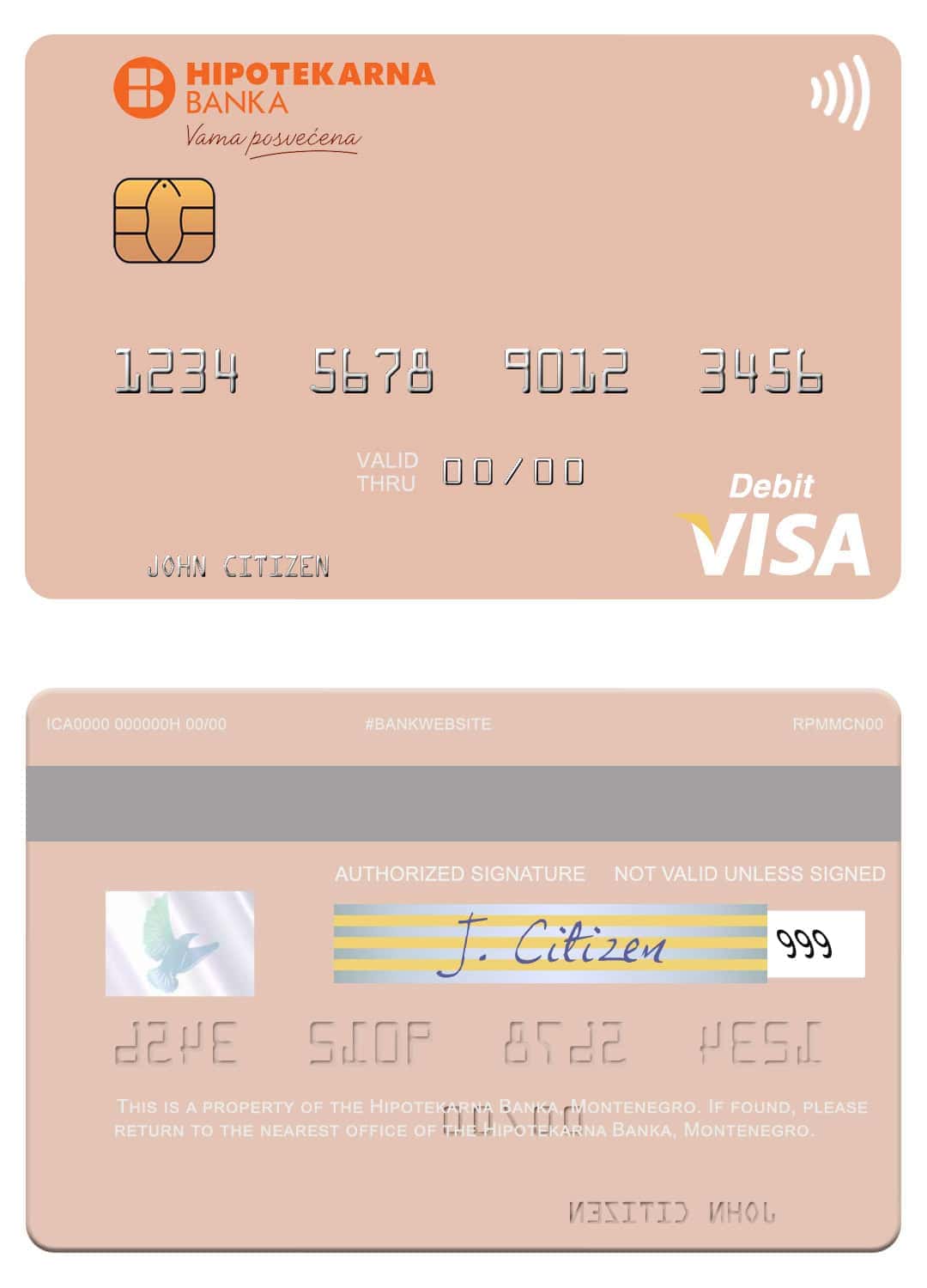 Montenegro Hipotekarna bank visa debit card Editable Montenegro Hipotekarna bank visa debit card Templates