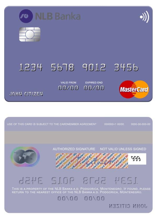Montenegro NLB Banka a.d. Podgorica bank mastercard Fillable Montenegro NLB Banka a.d. Podgorica bank mastercard Templates