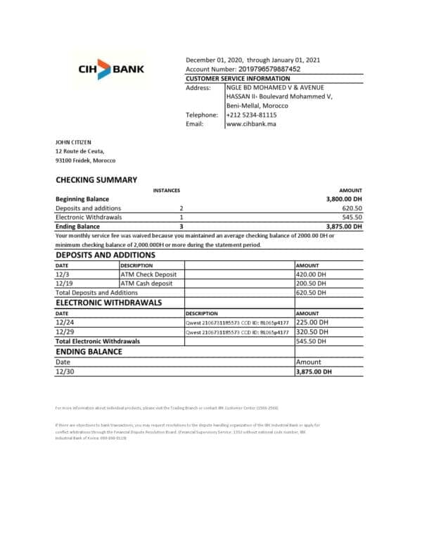 Morocco-CIH-Bank-statement-easy-to-fill-template-in-Excel-and-PDF-format.jpg Morocco CIH Bank statement easy to fill template in Excel and PDF format