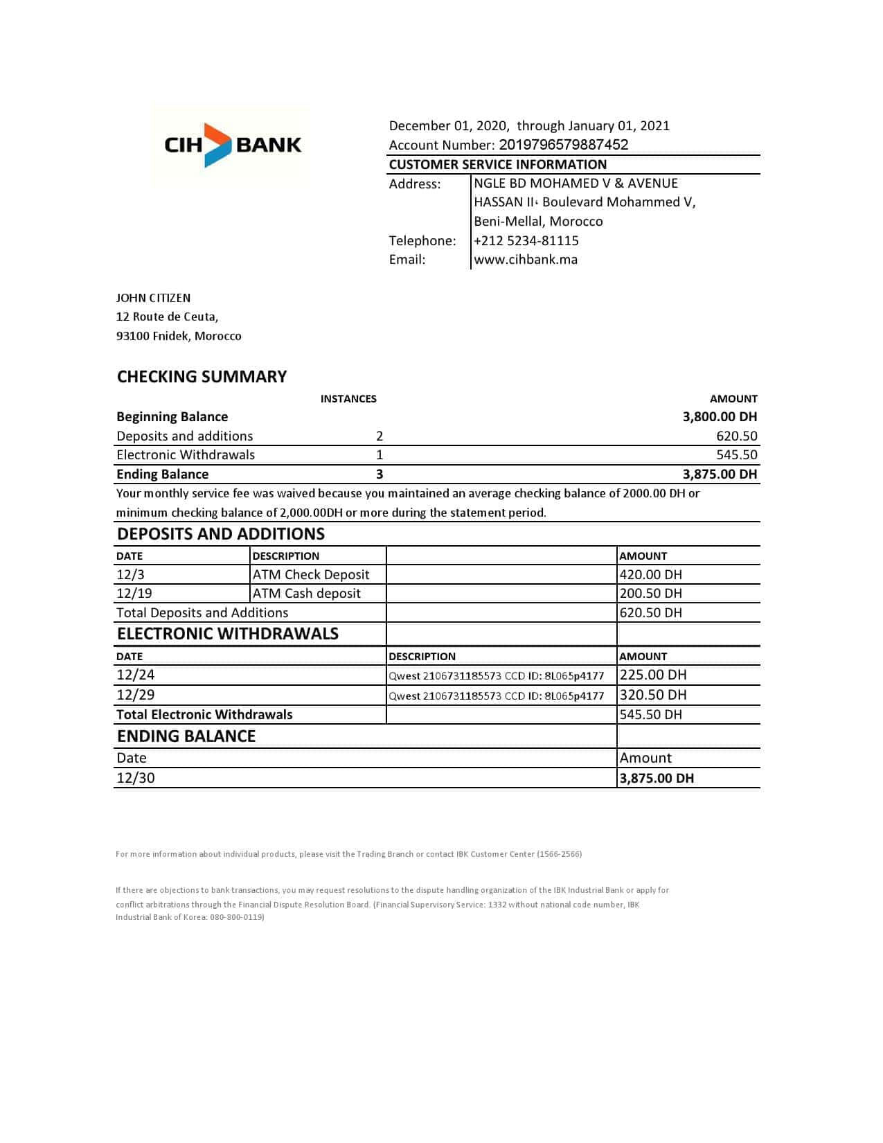 Morocco-CIH-Bank-statement-easy-to-fill-template-in-Excel-and-PDF-format.jpg Morocco CIH Bank statement easy to fill template in Excel and PDF format