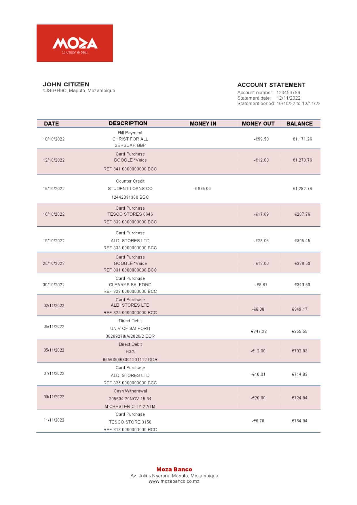 Mozambique-Moza-bank-statement-template-in-Word-and-PDF-format.jpg Mozambique Moza bank statement template in Word and PDF format