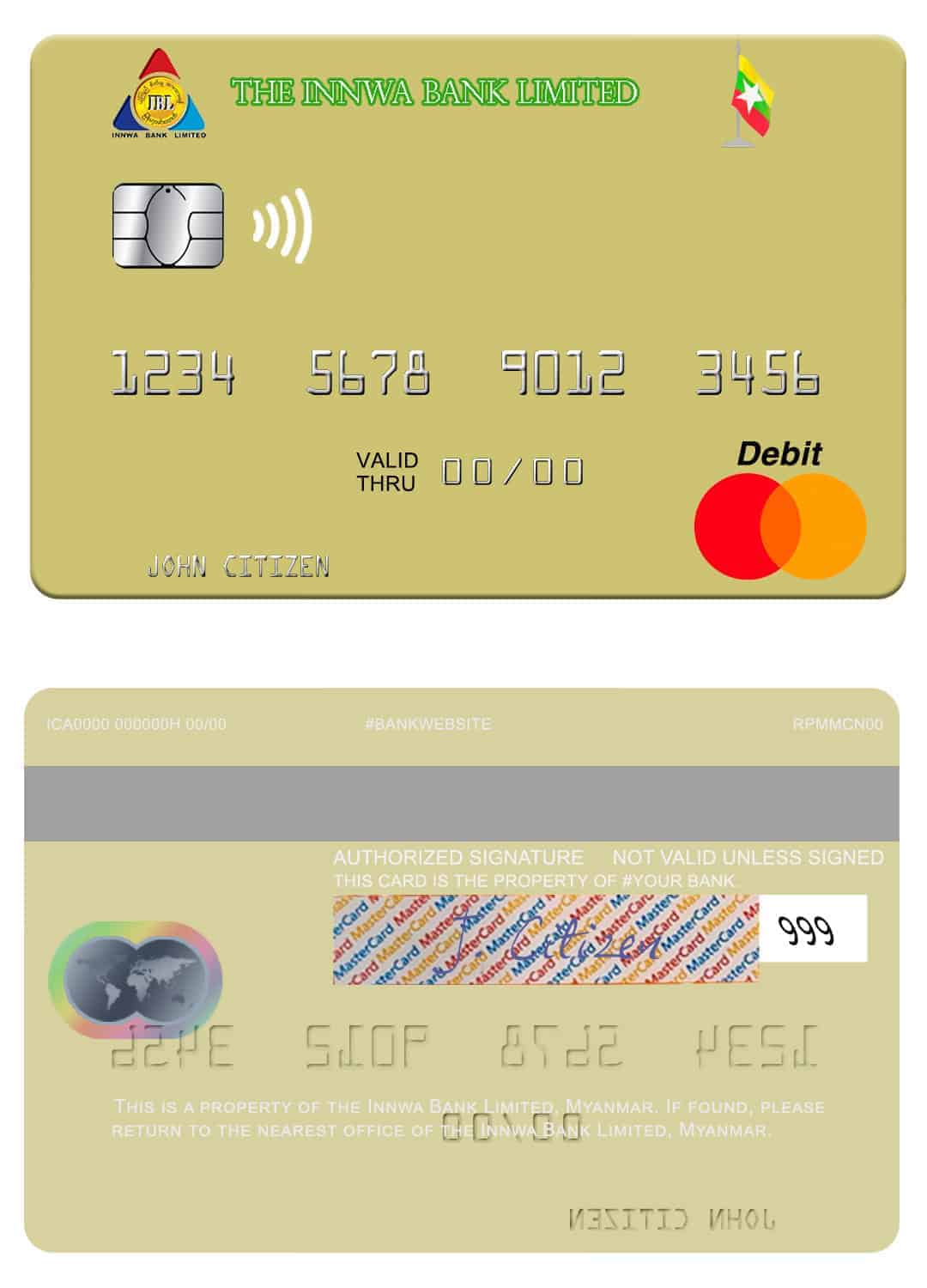 Myanmar Innwa Bank Limited mastercard Editable Myanmar Innwa Bank Limited mastercard Templates