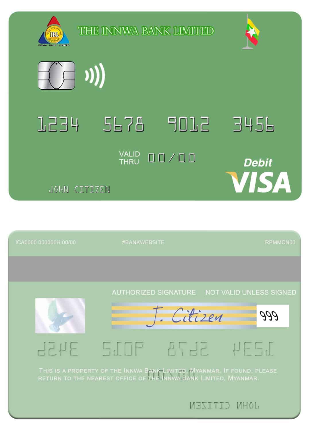 Myanmar Innwa Bank Limited visa debit card Fillable Myanmar Innwa Bank Limited visa debit card Templates | Layer-Based PSD