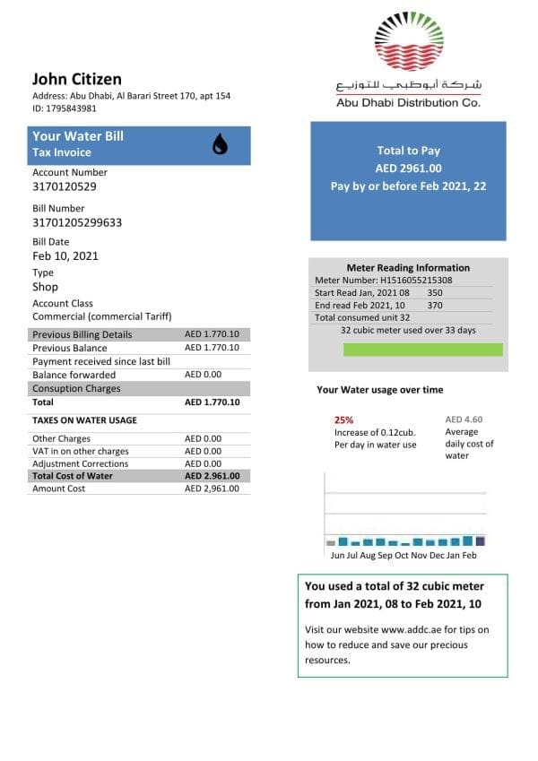 NEWNEW-UAE-Abu-Dhabi-Distribution-water-Hend-Fuad-Abdulla-Ibrahim-Almulawa.jpg United Arab Emirates Abu Dhabi Distribution water utility bill template in Word and PDF format