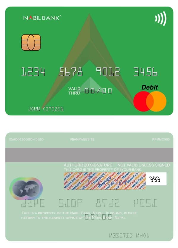 Editable Nepal Nabil bank mastercard Templates