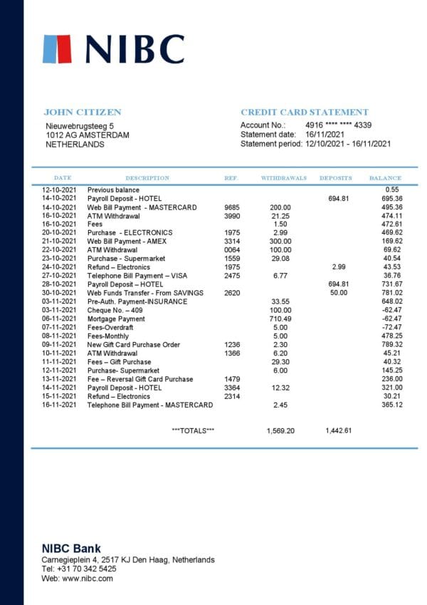 Netherlands-NIBC-Bank-statement-easy-to-fill-template-in-Word-and-PDF-format.jpg Netherlands NIBC Bank statement easy to fill template in Word and PDF format