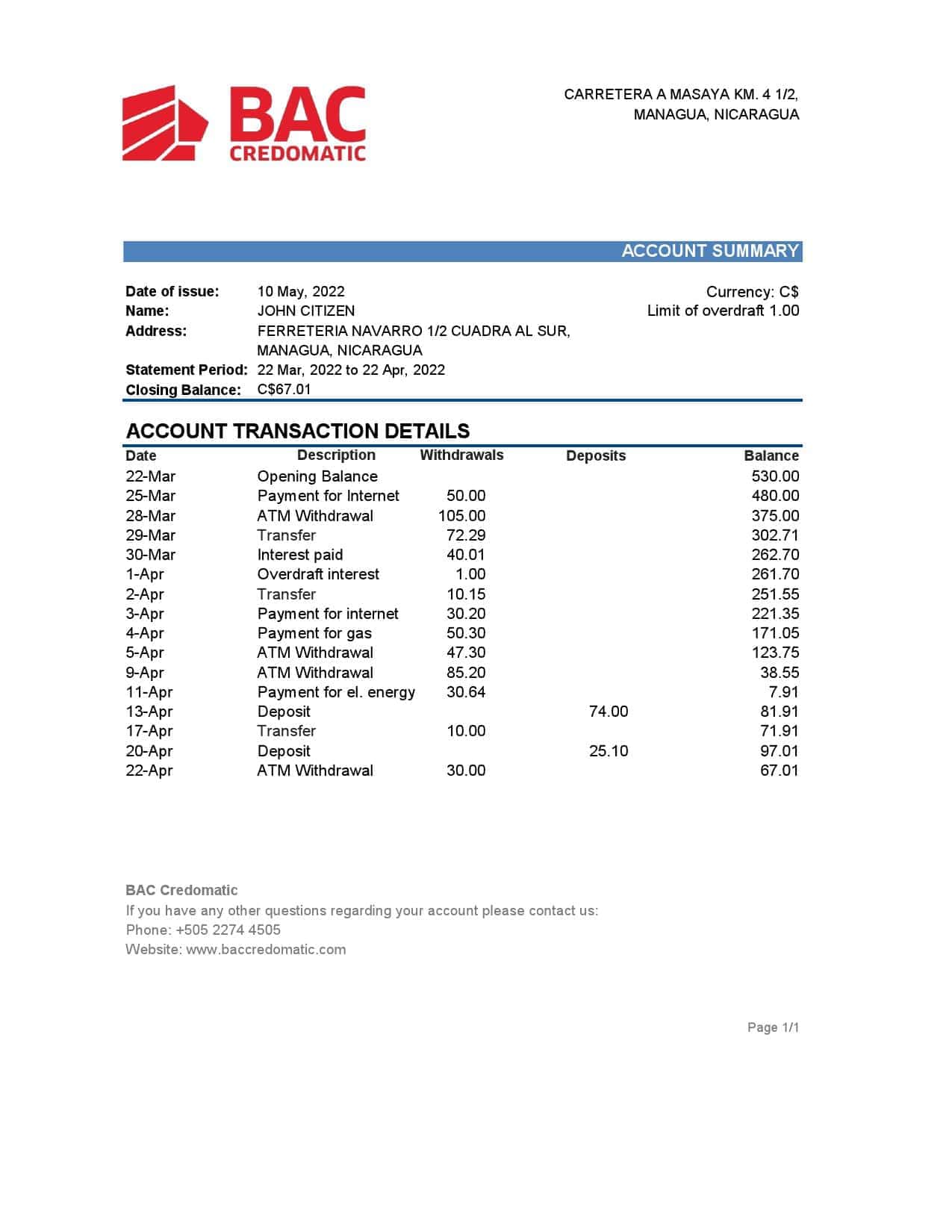 Nicaragua-BAC-Credomatic-bank-statement-Excel-and-PDF-template.jpg Nicaragua BAC Credomatic bank statement Excel and PDF template