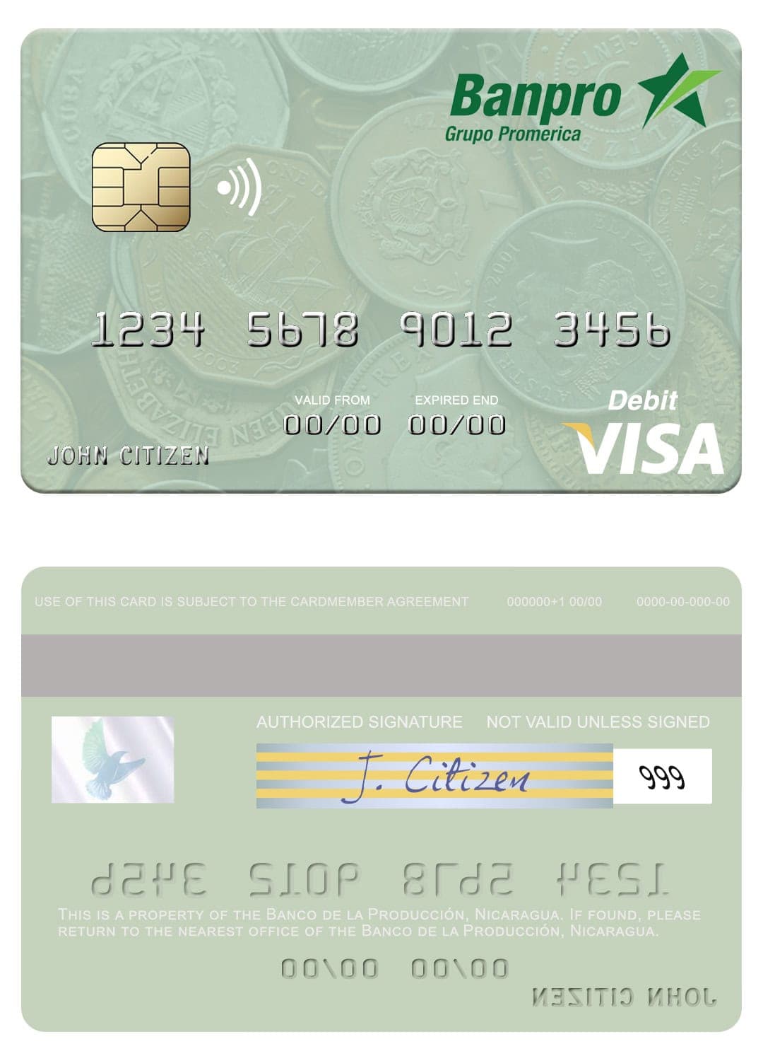 Nicaragua Banco de la Producción visa debit card Fillable Nicaragua Banco de la Producción visa debit card Templates