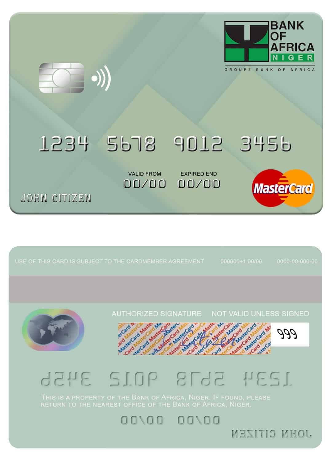 Niger Bank of Africa mastercard Editable Niger Bank of Africa mastercard Templates