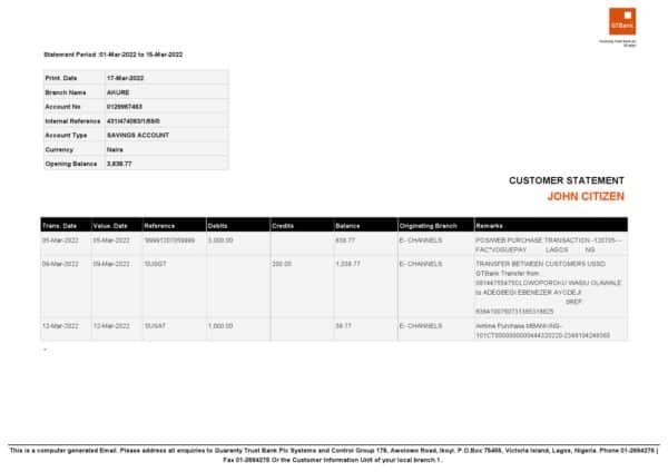 Nigeria-GTBank-statement-version-2_000001.jpg Nigeria Guaranty Trust Bank (GTBank) savings account statement Word and PDF template