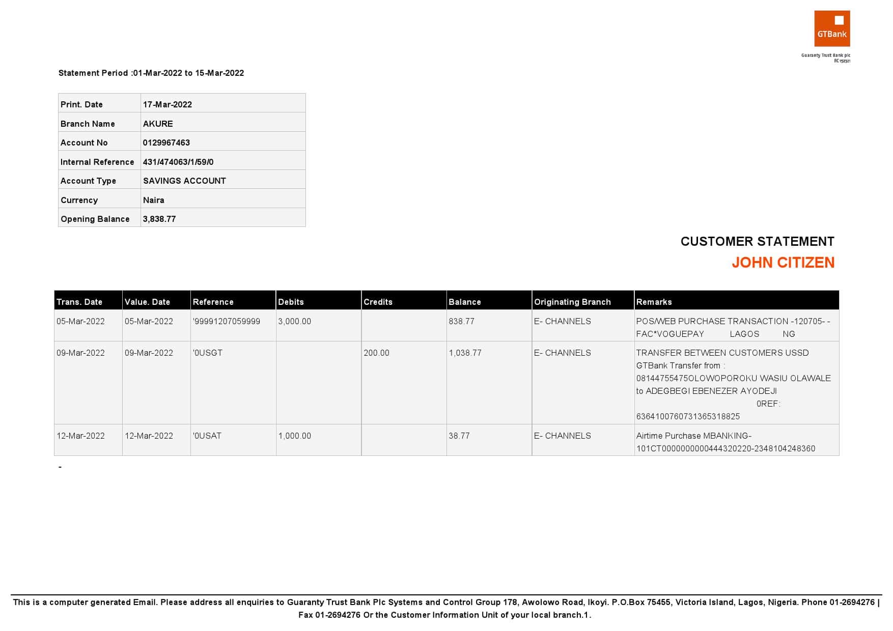 Nigeria-GTBank-statement-version-2_000001.jpg Nigeria Guaranty Trust Bank (GTBank) savings account statement Word and PDF template