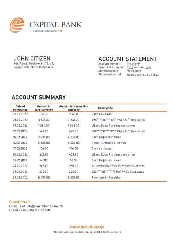 North-Macedonia-Capital-Bank-statement_000001.jpg North Macedonia Capital Bank bank statement template in Word and PDF format