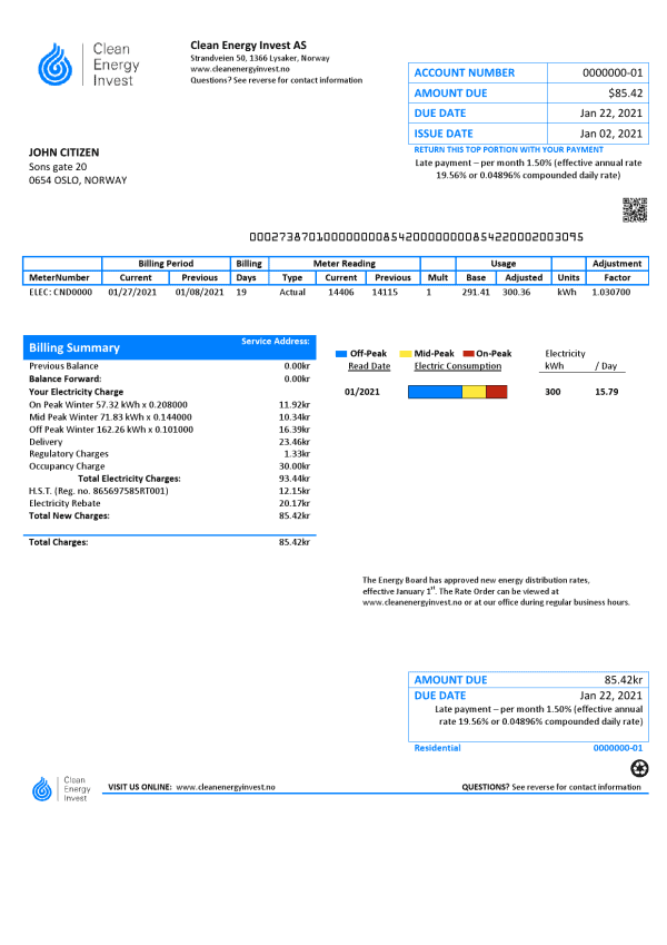 Norway-Clean-Energy-Invest.png Norway Clean Energy Invest AS utility bill template in Word and PDF format, good for address prove