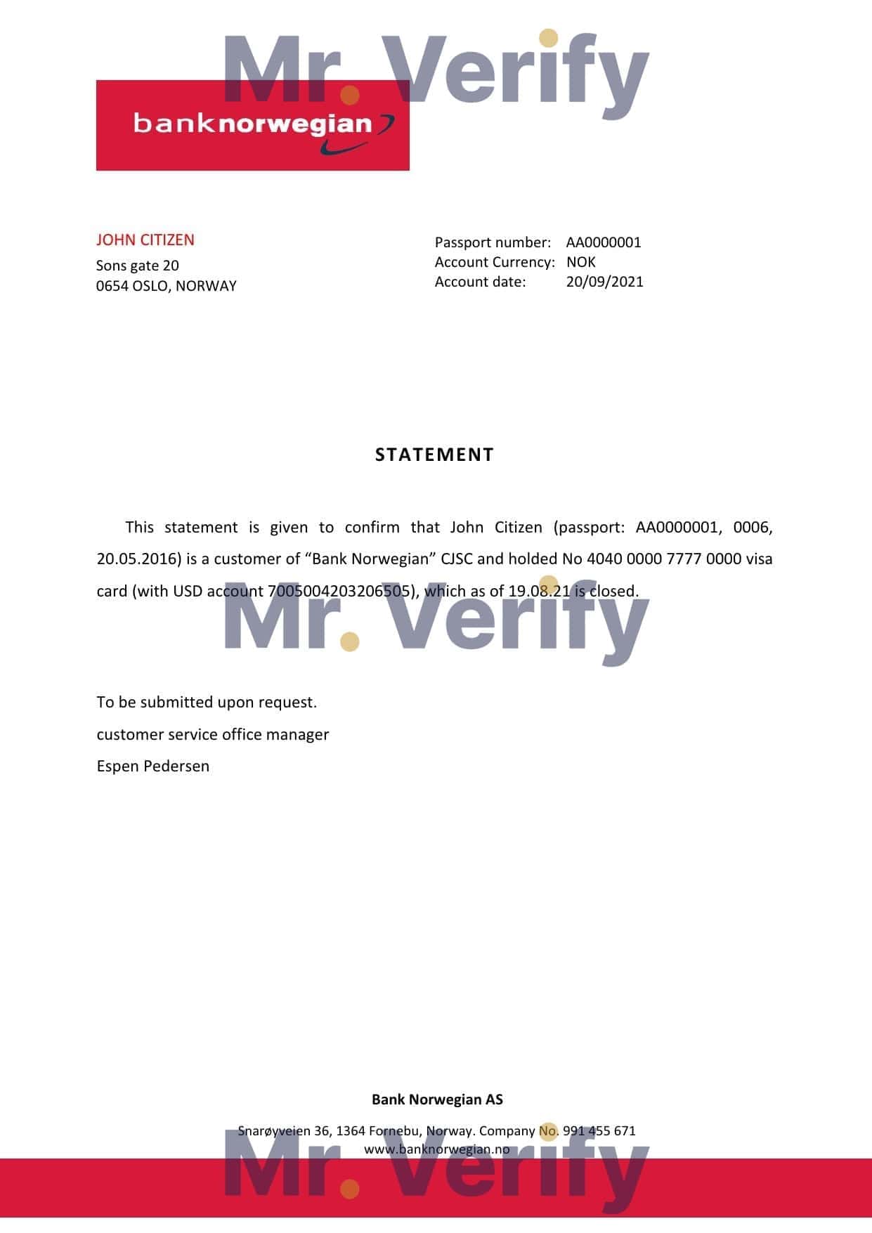 Norway Bank Norwegian bank account closure reference letter template in Word and PDF format Norway Bank Norwegian bank account closure reference letter template in Word and PDF format