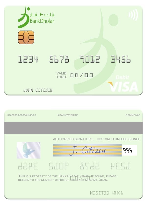 Fillable Oman Bank Dhofar visa debit card Templates