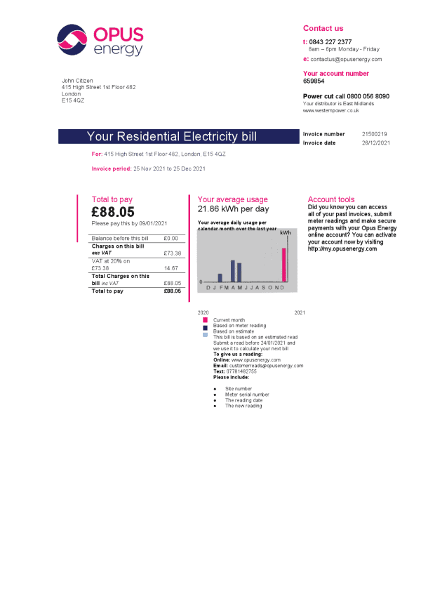 Opus-Energy.png United Kingdom Opus Energy electricity utility bill template in Word and PDF format (2 pages)