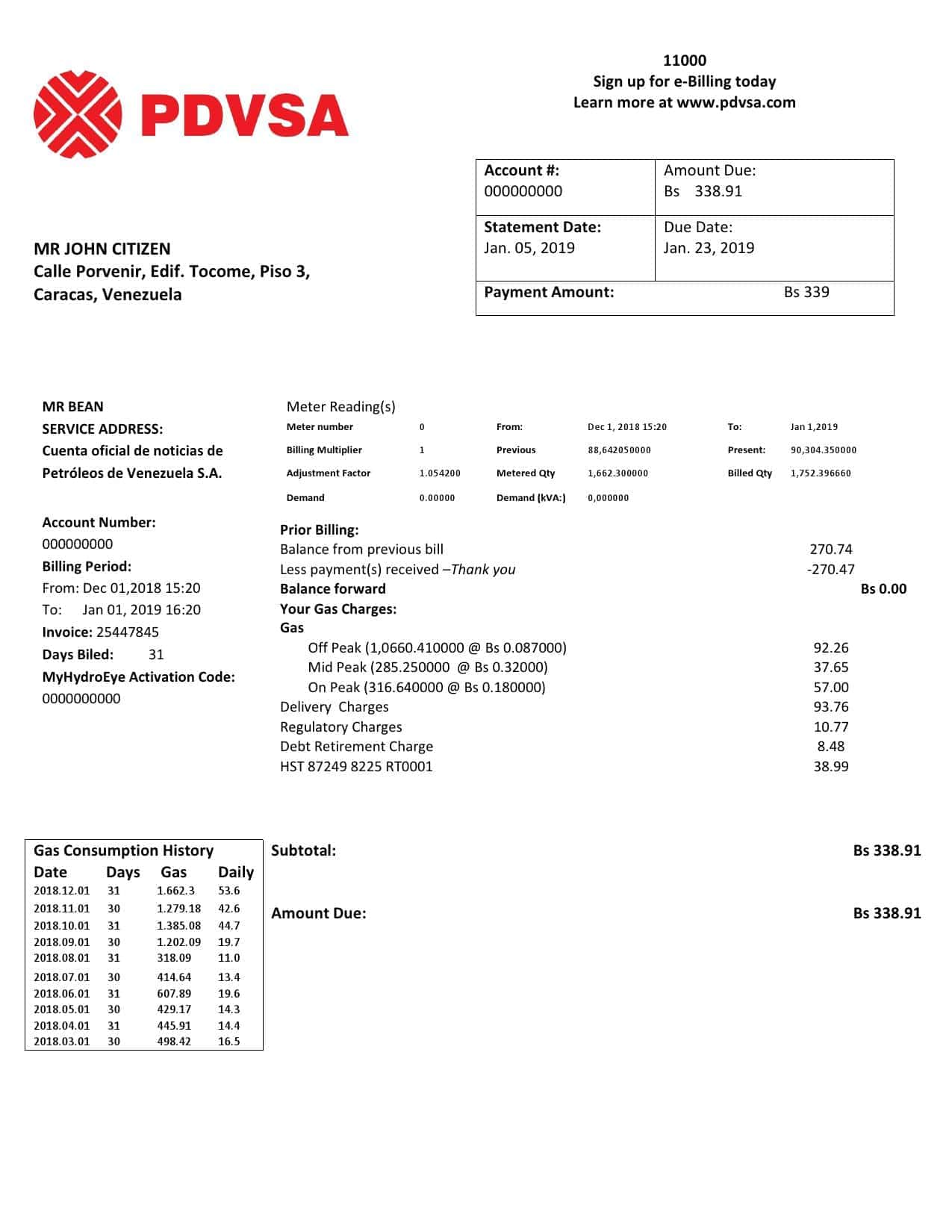 PDVSA-gas-Venezuela.jpg Venezuela PDVSA Gas utility bill template in Word and PDF format