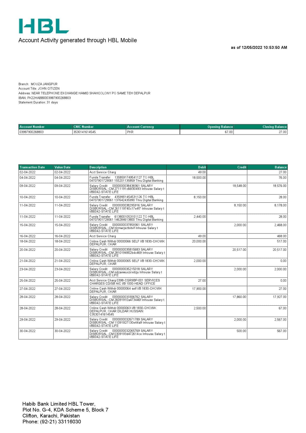 Pakistan-HBL-bank-statement-Word-and-PDF-template.jpg Pakistan HBL bank statement, Word and PDF template