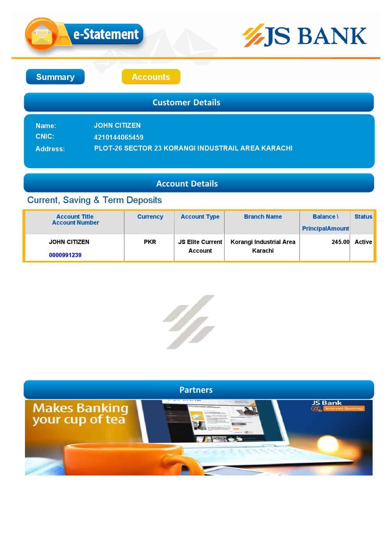 Pakistan-JS-bank-e-statement-Word-and-PDF-template-3-pages-2-1.jpg Pakistan JS bank e-statement, Word and PDF template, 3 pages - Image 2