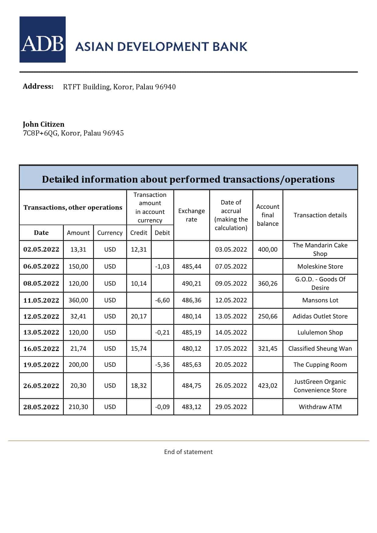 Palau-ADB-bank-statement-template-in-Word-and-PDF-format.jpg Palau ADB bank statement template in Word and PDF format