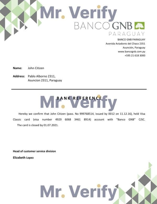 Paraguay Banco GNB bank account closure reference letter template in Word and PDF format Paraguay Banco GNB bank account closure reference letter template in Word and PDF format