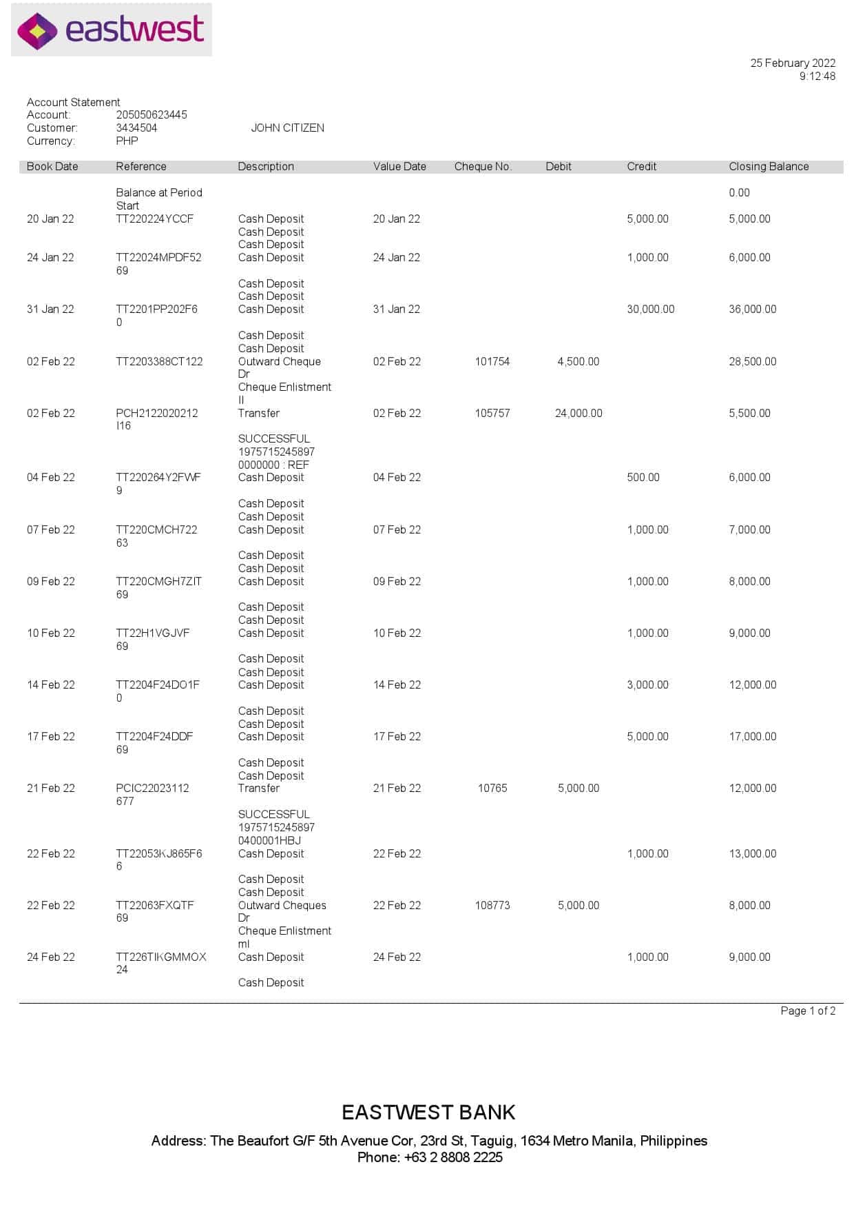 Philippines-EastWest-bank-statement-template-in-Word-and-PDF-format.jpg Philippines EastWest bank statement template in Word and PDF format
