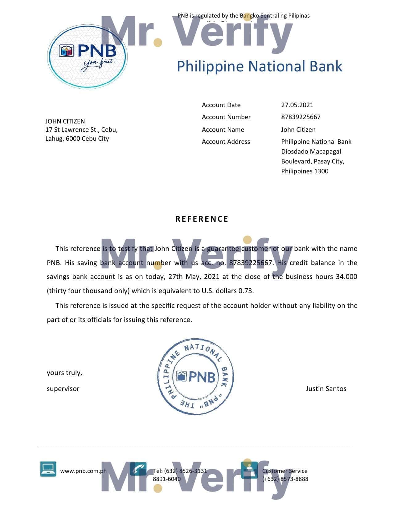 Philippines Philippine National Bank bank reference letter template in Word and PDF format Philippines Philippine National Bank bank reference letter template in Word and PDF format