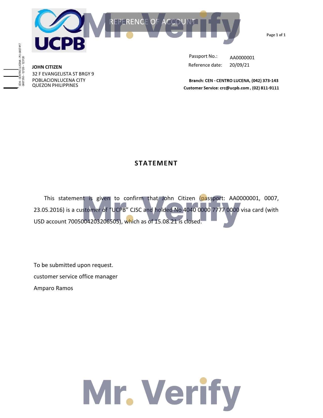 Philippines UCPB bank account closure reference letter template in Word and PDF format Philippines UCPB bank account closure reference letter template in Word and PDF format