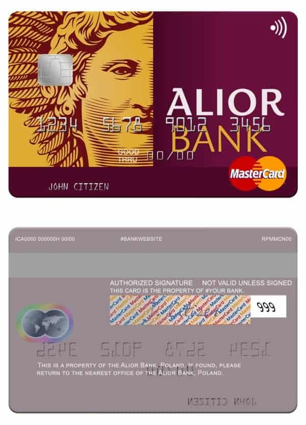 Poland Alior Bank mastercard Editable Poland Alior Bank mastercard Templates