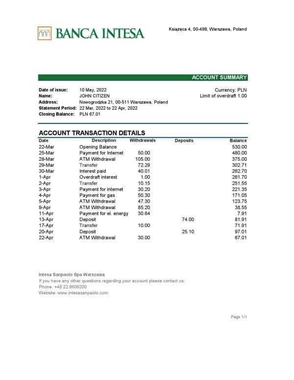 Poland-Banca-Intesa-bank-statement-Excel-and-PDF-template.jpg Poland Banca Intesa bank statement Excel and PDF template