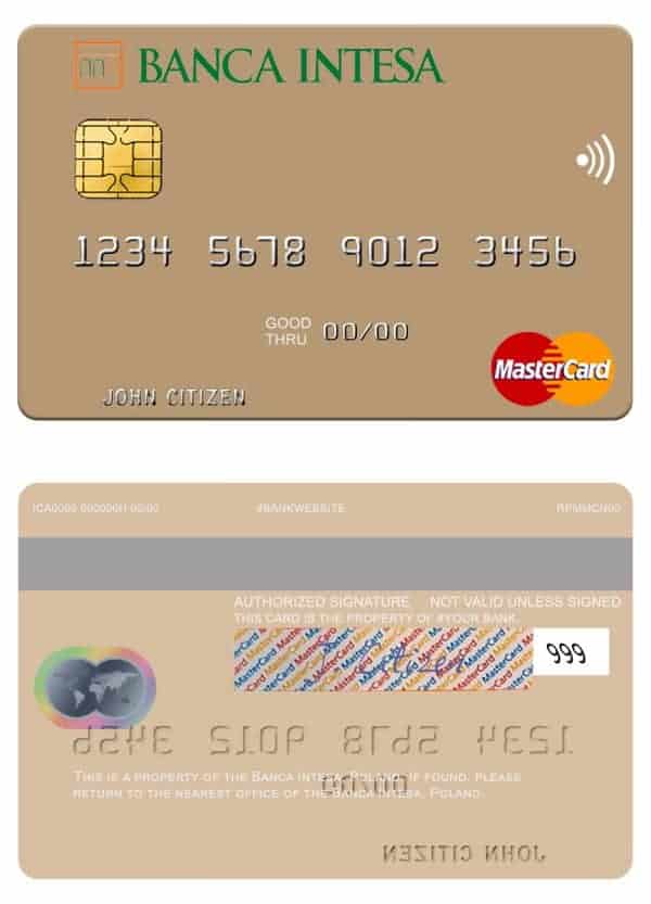 Poland Banca Intesa mastercard Editable Poland Banca Intesa mastercard Templates