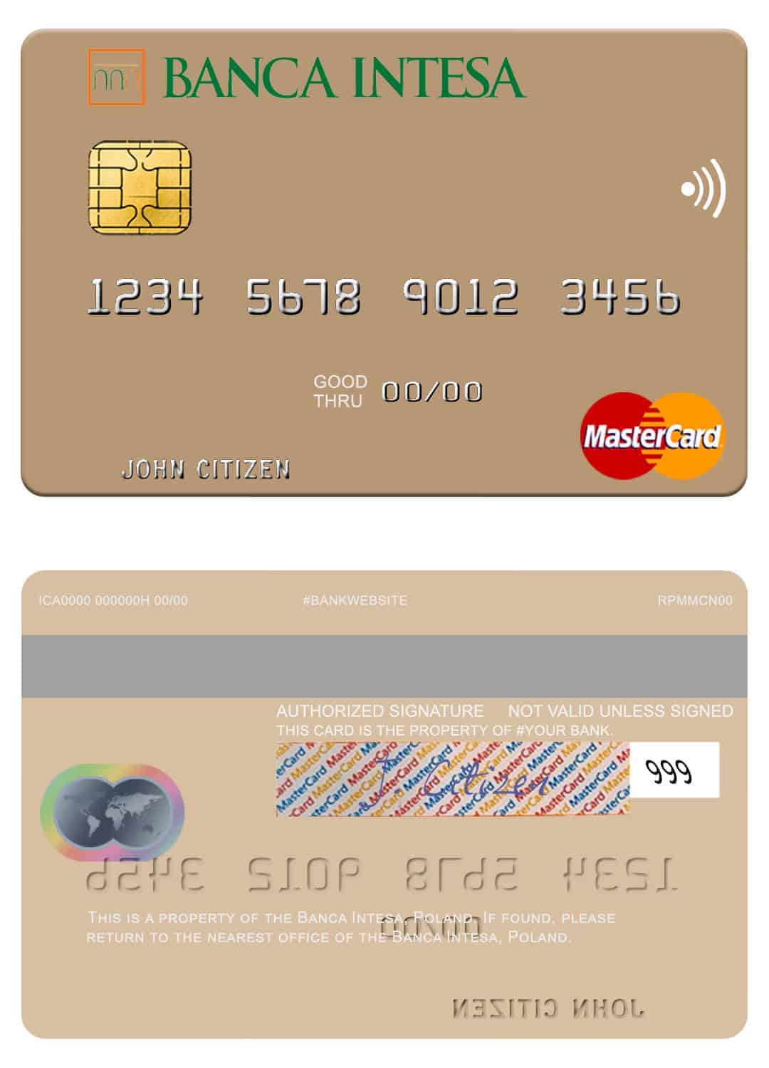 Poland Banca Intesa mastercard Editable Poland Banca Intesa mastercard Templates