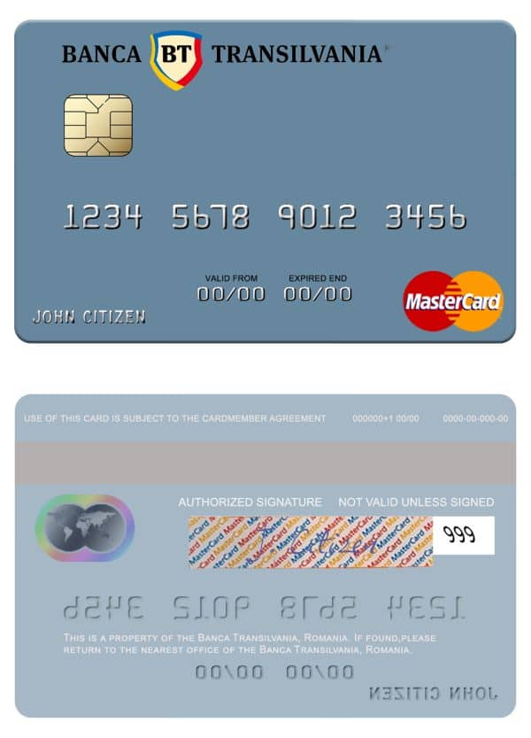 Romania Banca Transilvania mastercard Editable Romania Banca Transilvania mastercard Templates