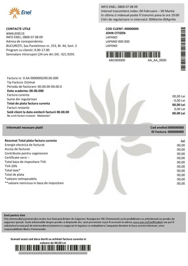 Romania_000001.jpg Romania Enel electricity proof of address utility bill template in Word and PDF format (.doc and .pdf)