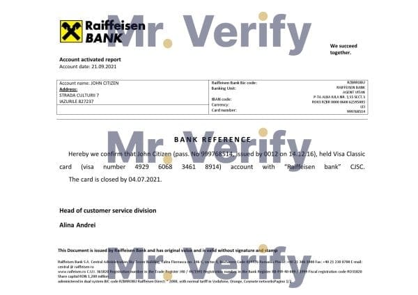 Romania Raiffeisen bank account closure reference letter template in Word and PDF format Romania Raiffeisen bank account closure reference letter template in Word and PDF format