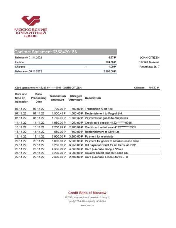 Russia-Credit-Bank-of-Moscow-bank-statement_000001.jpg Russia Credit Bank of Moscow bank statement, Excel and PDF template