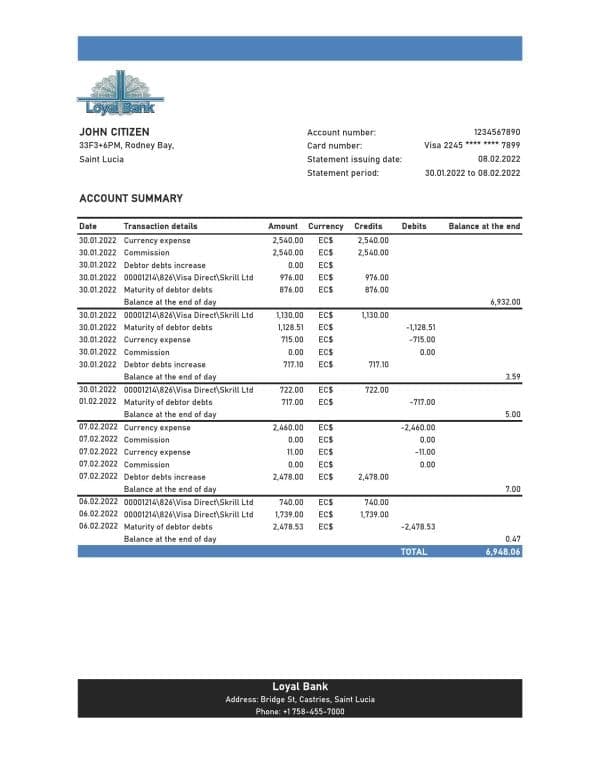 Saint-Lucia-Loyal-bank-statement-Excel-and-PDF-template.jpg Saint Lucia Loyal bank statement, Excel and PDF template