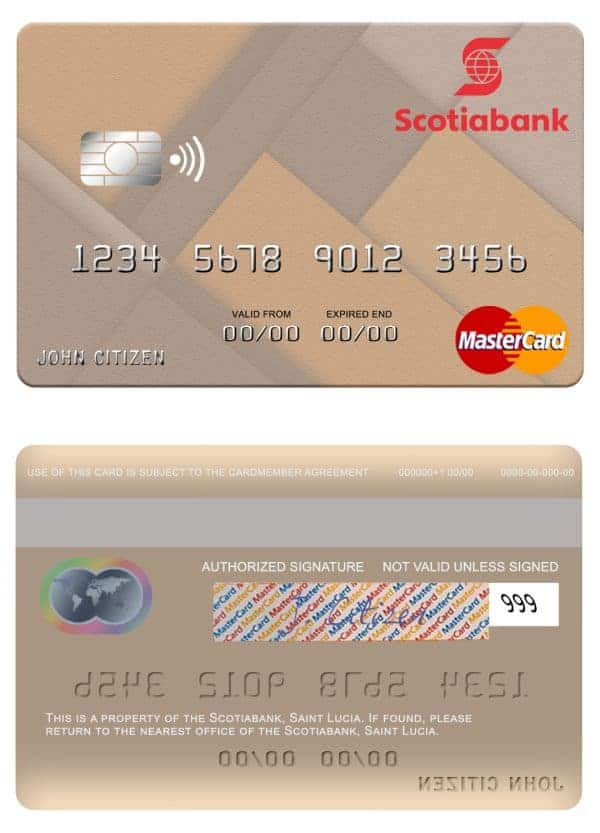 Saint Lucia Scotiabank mastercard credit card Editable Saint Lucia Scotiabank mastercard credit card Templates