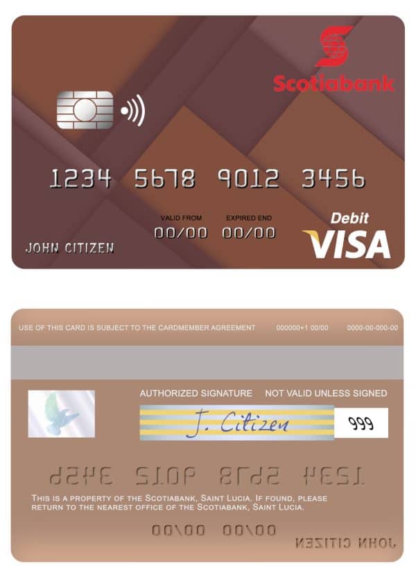 Saint Lucia Scotiabank visa debit credit card Fillable Saint Lucia Scotiabank visa debit credit card Templates