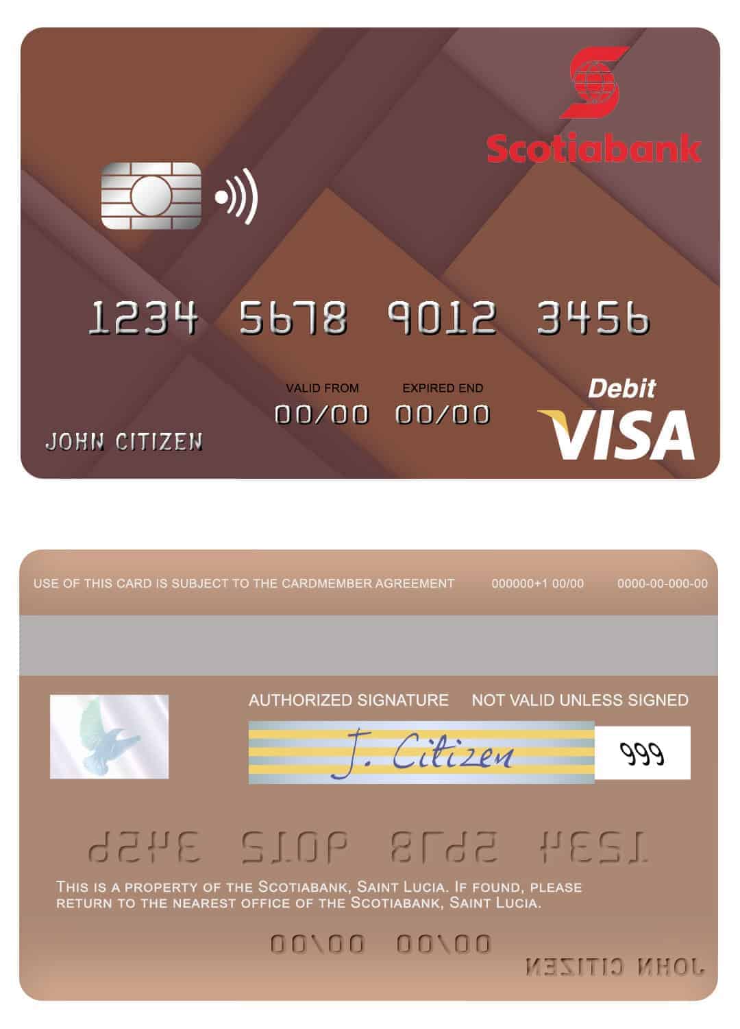 Saint Lucia Scotiabank visa debit credit card Fillable Saint Lucia Scotiabank visa debit credit card Templates