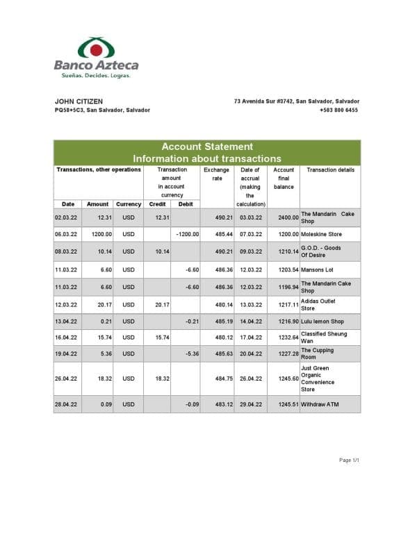 Salvador-Banco-Azteca-bank-statement-Excel-and-PDF-template.jpg Salvador Banco Azteca bank statement, Excel and PDF template