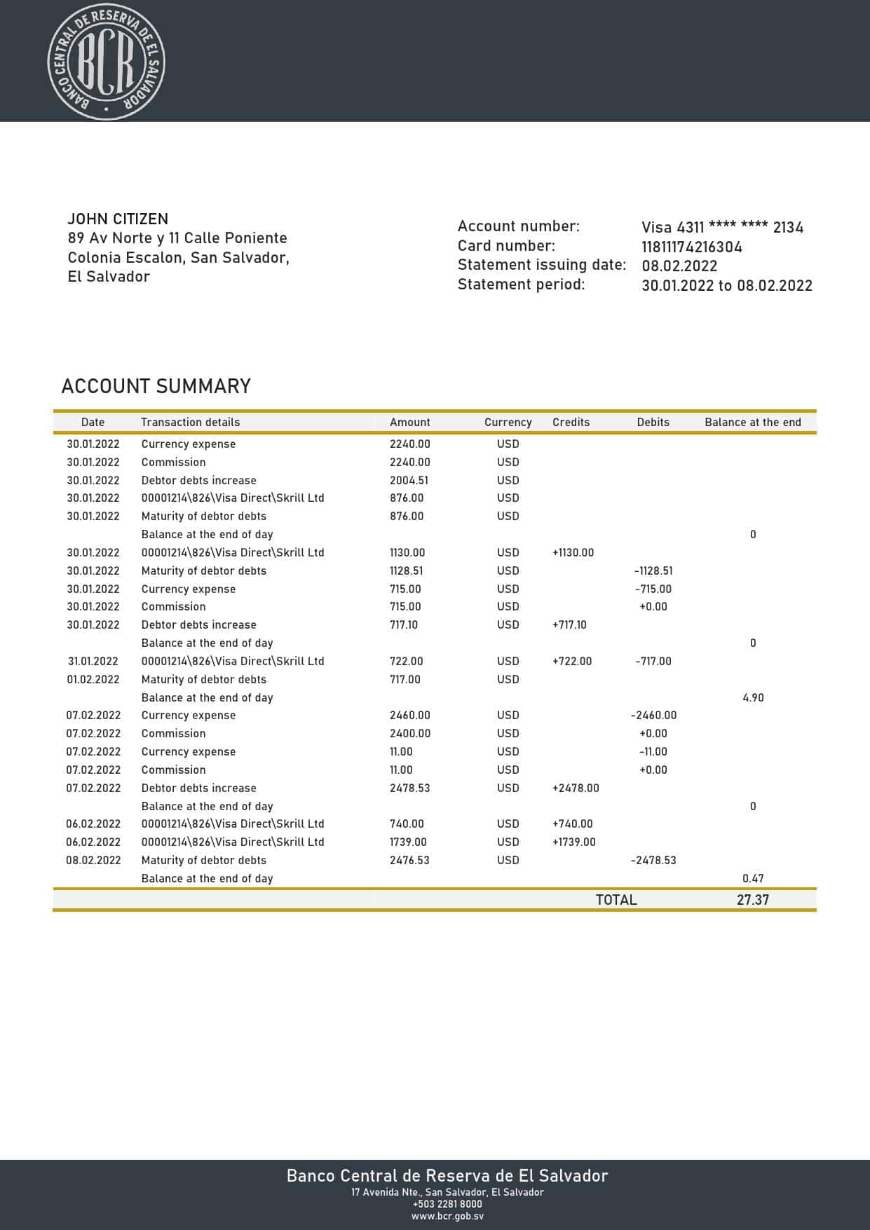 Salvador-Banco-Central-de-Reserva-de-El-Salvador-bank-statement-template-in-Word-and-PDF-format.jpg Salvador Banco Central de Reserva de El Salvador bank statement template in Word and PDF format
