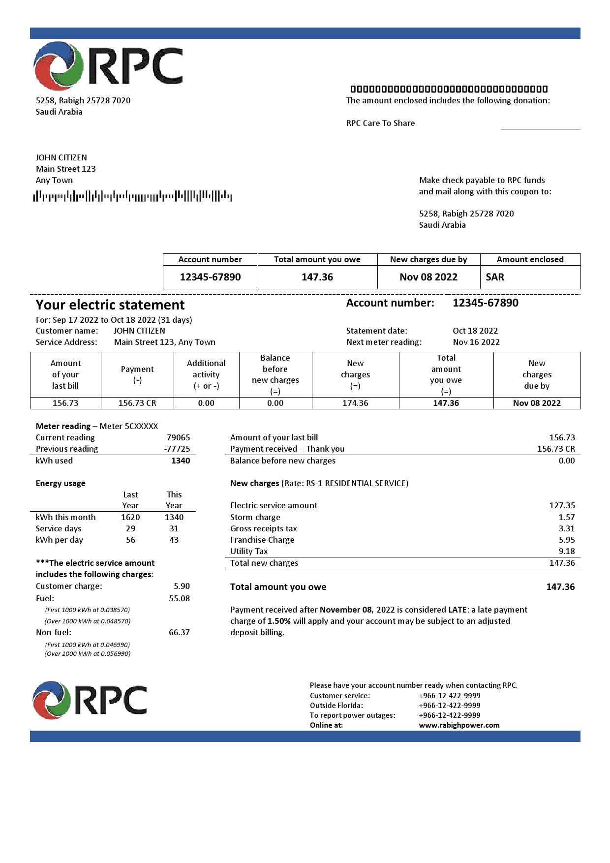 Saudi-Arabi-Rabigh-Power.png Saudi Arabia Rabigh Power Company utility bill, Word and PDF template