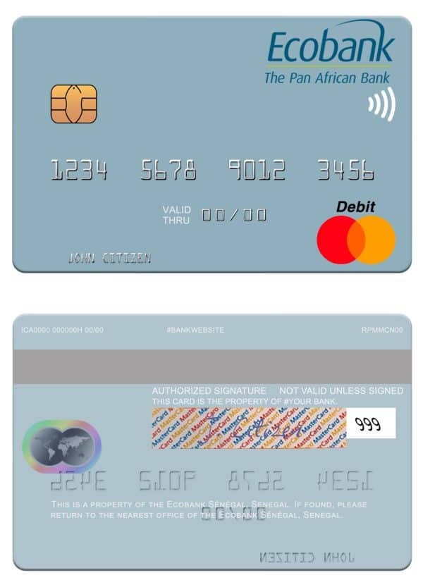 Senegal Ecobank Sénégal mastercard Editable Senegal Ecobank Sénégal mastercard Templates