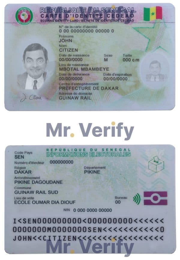 Senegal ID template in PSD format, fully editable