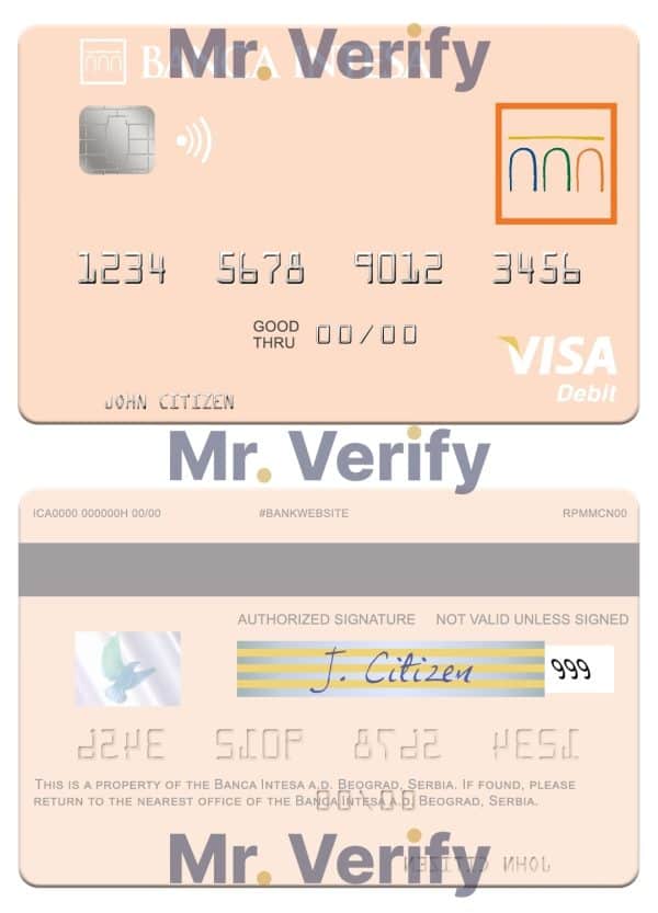 Serbia The Banca Intesa a.d. Beograd visa debit card Editable Serbia The Banca Intesa a.d. Beograd visa debit card Templates