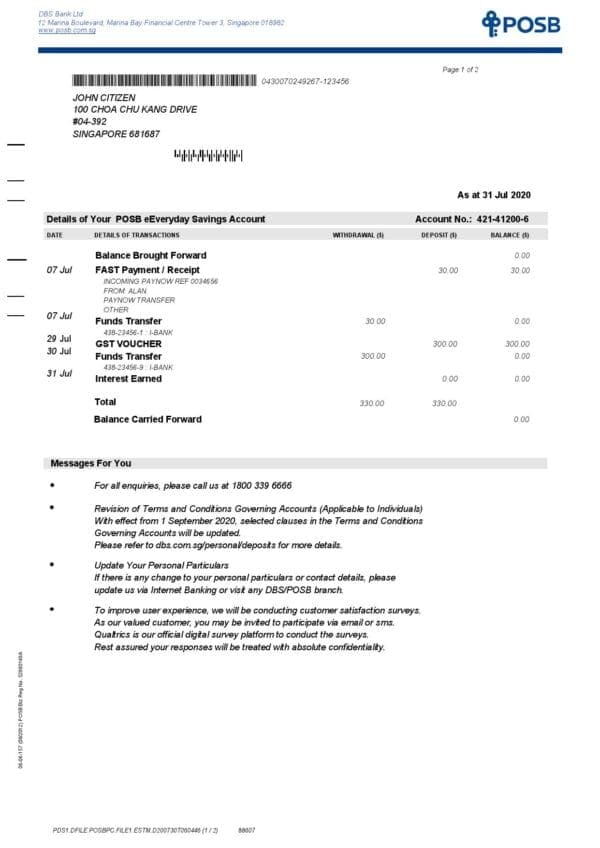 Singapore-DBS-bank-POSB-2-pages_000001.jpg Singapore DBS bank statement template in Word and PDF format, 2 pages