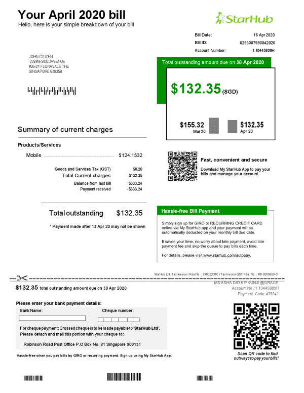 Singapore-Starhub-1.png Singapore StarHub utility bill template in Word and PDF format