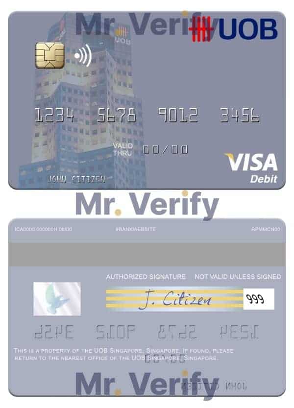 Singapore UOB Singapore visa debit card Editable Singapore UOB Singapore visa debit card Templates