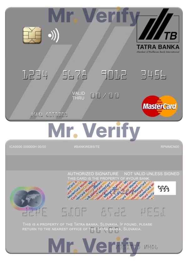 Slovakia Tatra Banka mastercard Fillable Slovakia Tatra Banka mastercard Templates
